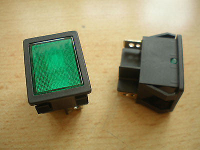 Mains power neon green Indicator NOT A SWITCH with spade terminals  1 FULL BOX